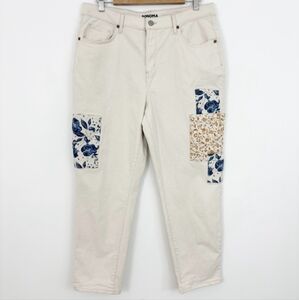 sonoma boyfriend jeans with floral patchwork, size 12